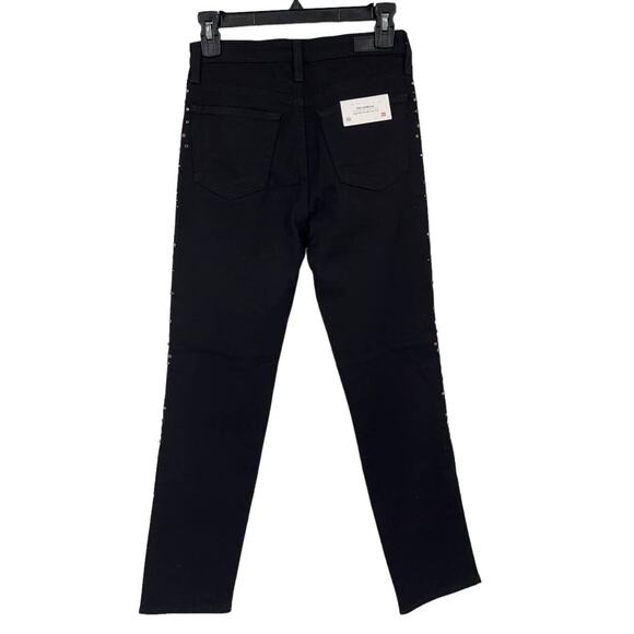 AG Adriano Goldschmied Jeans Isabelle Straight cropped studded trim black 25 - Picture 3 of 5
